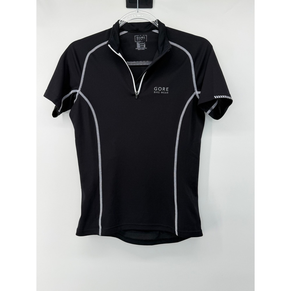 Gore Bike Wear Mens Small Black 1/4 Zip Short Sleeve Cycling Jersey Reflective